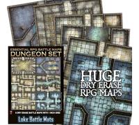 Loke BattleMats | Essential RPG Battle Maps Dungeon Set | Accessoire, Compatible avec 5E Et Fantasy RPG, 6 Dungeon Maps Modulaires Dry Erase, 3 Double-Sided Fold-Out Sheets
