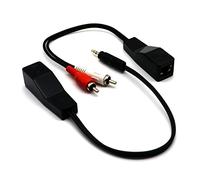 LOKEKE Câble audio stéréo 2RCA Jack rouge et blanc vers DC3,5 mm TRSM 1/8 Balun sur câble Cat5/6, RJ45 femelle vers 2RCA mâle et RJ45 femelle vers DC3,5 mm 1/8 mâle stéréo