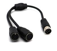 LOKEKE Câble répartiteur MIDI DIN 8 broches, 8 broches DIN DIMI mâle vers 2 DIN 8 broches femelle, cordon en Y compatible avec Bang Olufsen PowerLink MK2 (8 broches vers 8 broches)