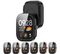 LOKEKE Compatible avec Redmi Watch 4 - Couverture complète - Coque de protection en verre trempé - Noir