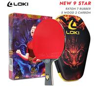 LOKI 9 étoiles raquette de Tennis de Table tout nouveau batte de pagaie de Ping-Pong professionnelle, caoutchouc collant RXTON 7, 5 bois 2 lames en carbone Long Grip - FL