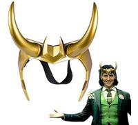 Loki Casque cornes avec couronne, casque Loki avec cornes, cosplay, TV, série Loki, film Thor Ragnarok Loki, masque de couronne pour cosplay, accessoire de déguisement d'Halloween