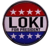 Loki for President Badge rond en émail pour vêtements, chapeaux, sacs et accessoires, Métal, Pas de gemme