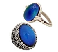LOKILOKI 2 Pièces Bague Vintage Ensemble De Bagues sur Les Doigts Bague D'humeur Qui Change De Couleur Anneaux De Mariage De Force pour Femmes Hommes Bijoux
