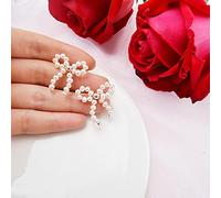 LOKILOKI 3-4mm Mini Boucles d'oreilles en Perles d'eau Douce Naturelles pour Les Filles 925 en Argent Sterling Bow Bijoux Cadeau