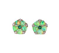 LOKILOKI Boho Femme Vert Opale Pierre Boucles d'oreilles Charme Rose Or Couleur Boucles d'oreilles Mignon Cristal Fleur De Mariage Boucles d'oreilles pour Les Femmes