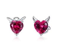 LOKILOKI Boucles d'oreilles en Argent Sterling 925 avec Ange Et Diable Rose CZ pour Femmes Bijoux en Argent Sterling
