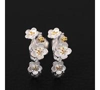 LOKILOKI Boucles d'oreilles en Argent Sterling 925 avec Fleur De Prunier pour Femmes Élégantes, Prévention des Allergies, Bijoux en Argent Sterling