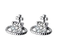 LOKILOKI Boucles d'oreilles en Argent Sterling 925 Space Saturn Star Stud avec CZ pour Bijoux De Mariage pour Femmes