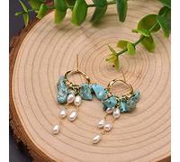 LOKILOKI Boucles d'oreilles Originales en Perle d'eau Douce Naturelle Turquoise Boucle d'oreille en Argent Sterling 925 Bijoux Fins