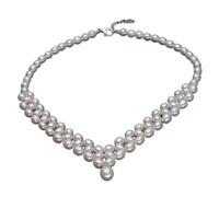 LOKILOKI Collier De Perles d'eau Douce Naturelles avec Fermoir en Argent Sterling Véritable 925 Bijoux en Perles pour Les Femmes Mariée Mariage