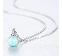 LOKILOKI Fantastique Argent 925 6mm Ronde Boule Rouge Opale De Feu Birthstone Collier Pendentif pour Les Femmes De Charme Choker Bijoux