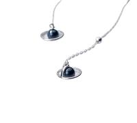 LOKILOKI Planet Dangle Boucles d'oreilles avec Breloque en Argent Sterling 925 Saturn Long Tassel Drop Boucles d'oreilles pour Femmes Hommes Unisexe Bijoux
