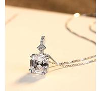 LOKILOKI Véritable Fumée/Blanc Émeraude Coupe Morgan Pierre Topaze Pendentif Collier pour Femmes en Argent Sterling 925 Fine Boîte À Bijoux Chaîne