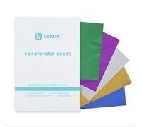 LOKLiK Feuilles de Transfert Métallique - 50 Feuilles, 5 Couleurs (Or, Argent, Bleu, Vert, Violet) - Compatible iCraft- Finitions Métallisées pour Cartes, Cadeaux, DIY et Scrapbooking - 10x15 cm