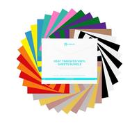 LOKLIK Lot de 27 feuilles (A4) de vinyle de transfert thermique pour t-shirts, sacs, textiles et tissus - Vinyle HTV durable, lavable en machine, compatible avec Cricut, LOKLiK et presse à chaud