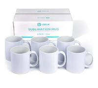 LOKLIK Mugs de Sublimation Blancs - Lot de 6-325 ml - Tasses en Céramique pour Impression Personnalisée - Revêtement Spécial Sublimation - Idéal pour Personalization & Objets Publicitaires