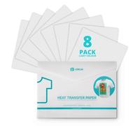 LOKLiK Papier de Transfert Thermique pour Tissus Clairs - 8 Feuilles A4 - Papier Transfert pour T-shirts, Débardeurs & Sacs - Impression - Facile à Appliquer avec Presse à Chaleur (Blanche)