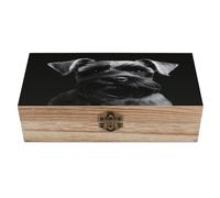 LOKLNEYK Boîte à bijoux en bois avec motif schnauzer noir pour ranger bijoux, pièces de monnaie, cartes tartot, petits trésors