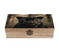 LOKLNEYK Boîte à bijoux en bois Black Panther Magnifique boîte souvenir pour ranger bijoux, pièces de monnaie, cartes tartot, petits trésors