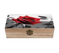 LOKLNEYK Boîte à bijoux en bois noir et blanc rose rouge magnifiquement boîte à souvenirs pour ranger bijoux, pièces de monnaie, cartes tartot, petits trésors