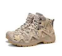 LOKLNEYK Bottes de combat antidérapantes pour hommes, bout en caoutchouc, bottes tactiques pour hommes, imperméables et durables pour les aventures en plein air(Brown,40 EU)