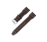 LOKLNEYK Bracelet de montre en cuir véritable adapté for IWC Big Pilot Spitfire TOP GUN marron noir bracelet de montre en peau de vache 20mm 21mm 22mm accessoire de bracelet(Flat brown white,20mm)