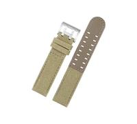 LOKLNEYK Bracelet de montre for hommes, en cuir véritable et Nylon, adapté for Hamilton kaki Field H760250/h77616533/h70605963 H68201993, 20mm 22mm(Khaki silver clasp,20mm)