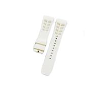 LOKLNEYK Bracelet en caoutchouc naturel imperméable, compatible avec les bracelets for Richard Miller de 25 mm x 20 mm.(White,Black buckle)