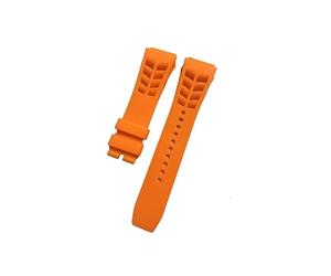 LOKLNEYK Bracelet en caoutchouc naturel imperméable, compatible avec les bracelets for Richard Miller de 25 mm x 20 mm.(Orange,Silver buckle)