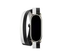 LOKLNEYK Bracelet En Cuir À Double Boucle For Xiaomi Mi Band 8, Bracelet De Remplacement Adapté Aux Connecteurs Métalliques NFC For Miband 8(Gold)