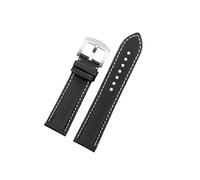 LOKLNEYK Bracelet en cuir et nylon compatible avec les bracelets en toile for TAG Heuer F1 Series/Rossini 519955(Black white-silver,24mm)