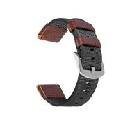 LOKLNEYK Bracelet en cuir et nylon for hommes avec boucle sport noire 18 mm 20 mm 22 mm(Black brown,22mm)