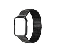 LOKLNEYK Bracelet En Nylon Adapté For Redmi Watch 2 /Xiaomi Mi Watch Lite/POCO Watch Strap Bracelet Band Boîtier En Métal Housse De Protection Bracelet En Nylon(1.Black band,For POCO Watch)