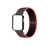 LOKLNEYK Bracelet En Nylon Adapté For Redmi Watch 2 /Xiaomi Mi Watch Lite/POCO Watch Strap Bracelet Band Boîtier En Métal Housse De Protection Bracelet En Nylon(2.Black red band,For Mi Watch Lite)