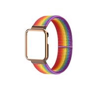LOKLNEYK Bracelet En Nylon Adapté For Redmi Watch 2 /Xiaomi Mi Watch Lite/POCO Watch Strap Bracelet Band Boîtier En Métal Housse De Protection Bracelet En Nylon(7.Rainbow band,For Mi Watch Lite)