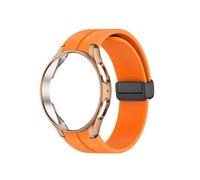 LOKLNEYK Bracelet en silicone et étui for Samsung Watch 4/5 Pro 40 44 mm 45 mm avec boucle(Orange,Galaxy watch 5 44mm)