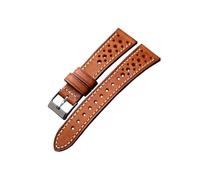 LOKLNEYK Bracelet ultra-fin en cuir respirant for hommes, 18 20 21 22MM(Brown,19mm)