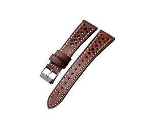 LOKLNEYK Bracelet ultra-fin en cuir respirant for hommes, 18 20 21 22MM(Maroon,18mm)