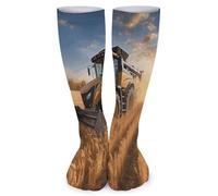 LOKLNEYK Chaussettes mi-mollet - Motif tracteur agricole - Unisexe - Chaussettes décontractées