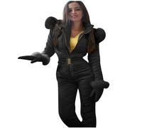 LOKLNEYK Combinaison Ski Femme - Veste Ski Femme Longue Snowboard Tenue Thermique Adulte Manteau Chaud Une Pièce Randonnée Ensemble Costume 2#noir M