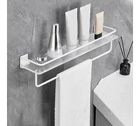 LOKLNEYK Étagère murale de salle bain Space en aluminium, support rangement flottant multifonctionnel for serviettes et cosmétiques(60Cm with Rod)