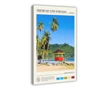 LOKLNEYK Impression sur toile véritable Trinité-et-Tobago pour décoration de chambre à coucher, bureau, chambre, cadeau 20 x 30 cm