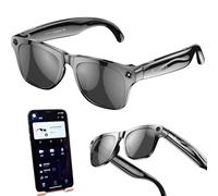 LOKLNEYK Lunettes intelligentes IA, Bluetooth avec caméra (1920 x 1082), reconnaissance et traduction, musique d'appel deux haut-parleurs(Black,Black)