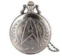 LOKLNEYK Montre de Poche à Quartz Vintage sur Le thème Trek, Collier, Cadeau for Hommes et Femmes(Gray)