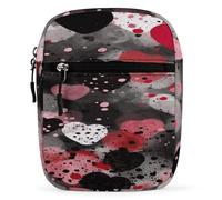 LOKLNEYK Petit sac à bandoulière pour homme et femme, motif cœur à pois noirs, sac à bandoulière tendance pour voyage, course à pied avec sangle réglable