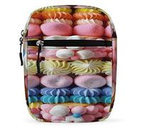 LOKLNEYK Petit sac à bandoulière tendance pour homme et femme, motif bonbons et guimauves, sac à bandoulière pour voyage, course à pied avec sangle réglable