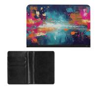 LOKLNEYK Portefeuille de passeport abstrait, peinture à l'huile, étui de passeport de voyage pour accessoires indispensables de voyage