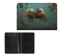 LOKLNEYK Portefeuille pour passeport Motif loutres amoureuses