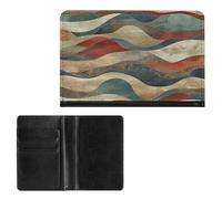 LOKLNEYK Portefeuille pour passeport - Tons de terre et vagues - Housse de passeport de voyage pour accessoires indispensables de voyage